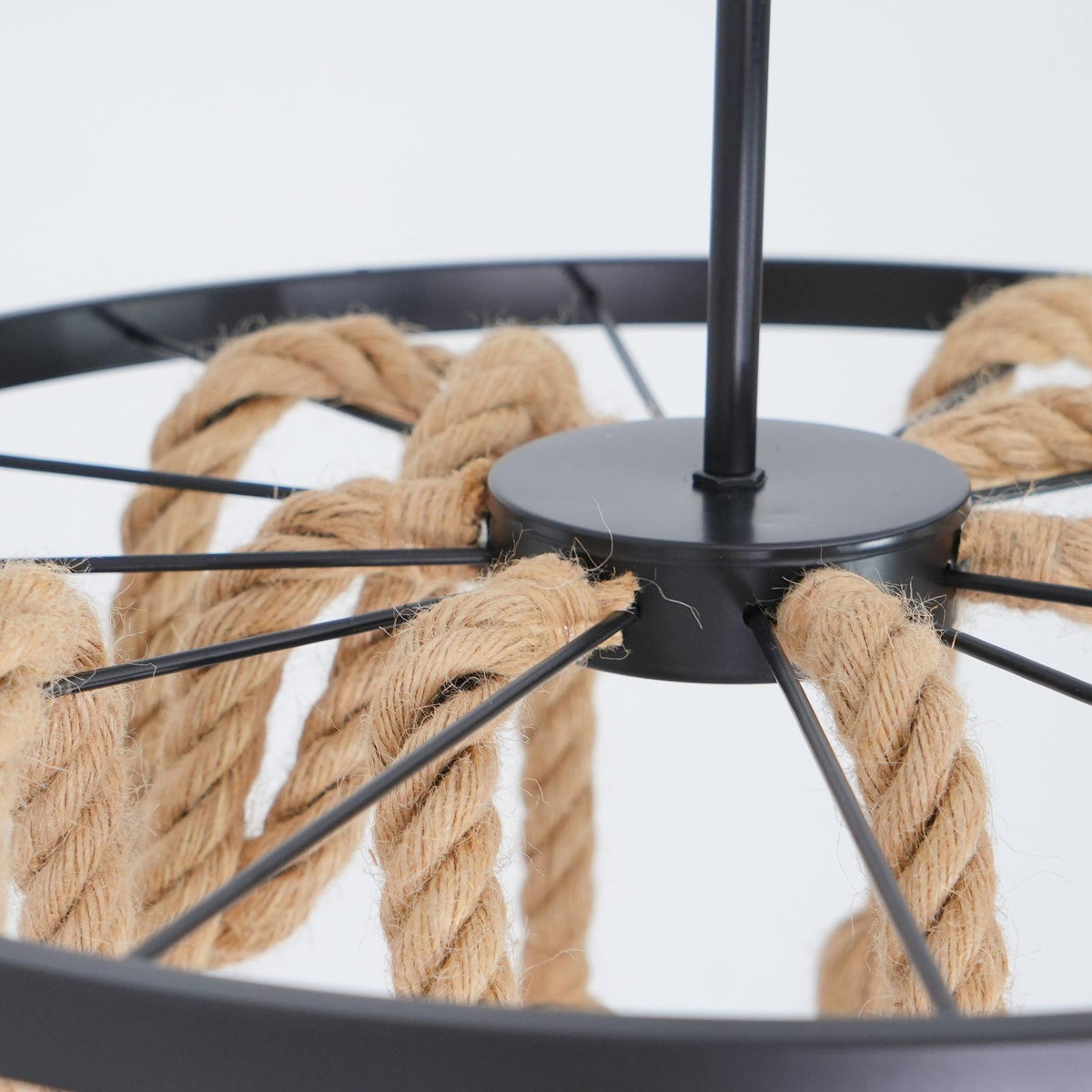 Hemp Rope Industrial Chandelier – Ambient Illumination in Luxury Interior Setting View 8