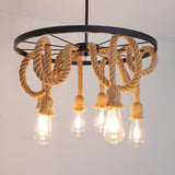 Hemp Rope Industrial Chandelier – Ambient Illumination in Luxury Interior Setting View 15