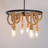 Hemp Rope Industrial Chandelier – Ambient Illumination in Luxury Interior Setting View 16