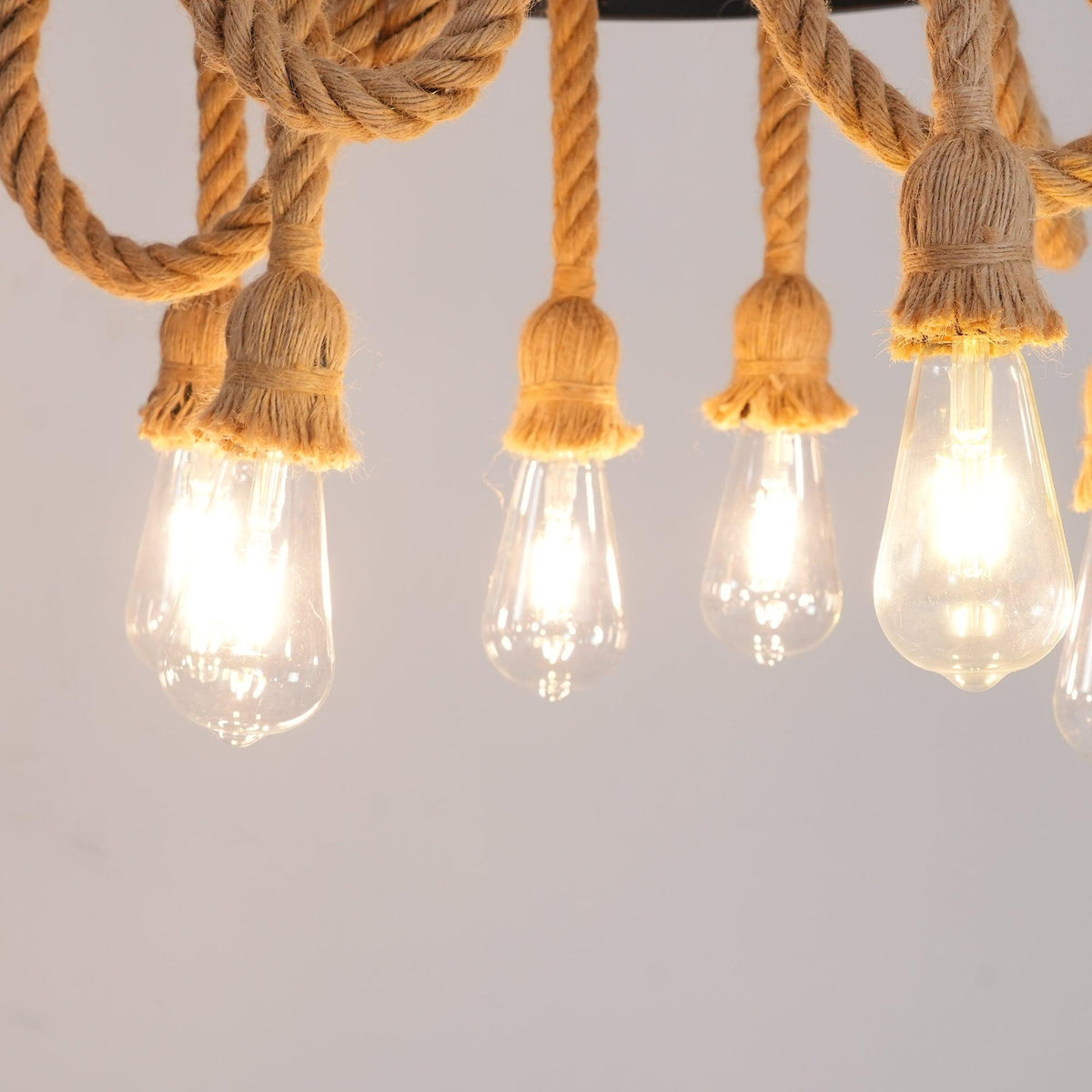 Hemp Rope Industrial Chandelier – Ambient Illumination in Luxury Interior Setting View 9