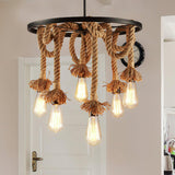 Hemp Rope Industrial Chandelier – Ambient Illumination in Luxury Interior Setting View 4