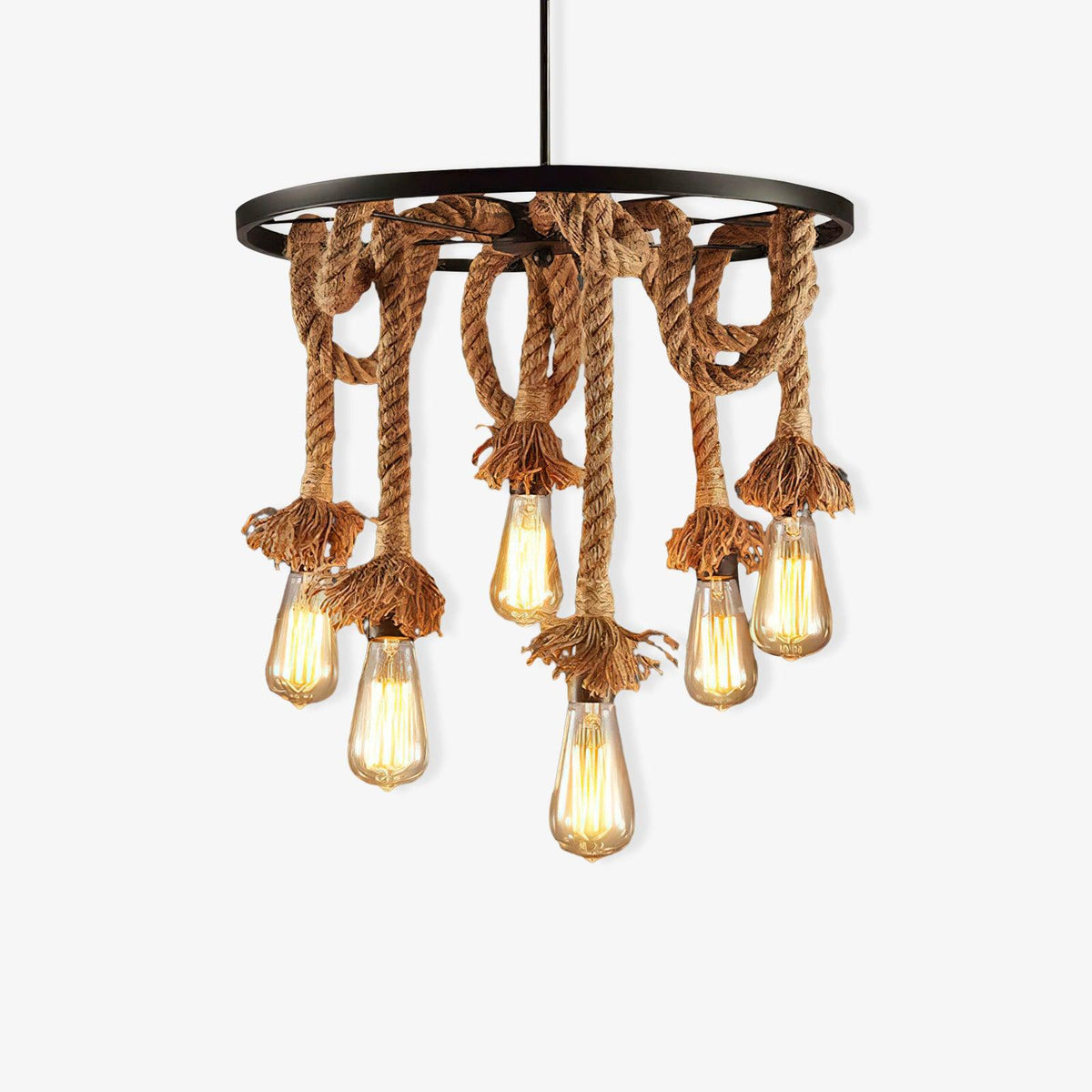 Hemp Rope Industrial Chandelier – Handcrafted Architectural Luxury Lighting Fixture