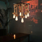Hemp Rope Industrial Chandelier – Ambient Illumination in Luxury Interior Setting View 5
