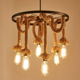 Hemp Rope Industrial Chandelier – Ambient Illumination in Luxury Interior Setting View 12