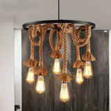 Hemp Rope Industrial Chandelier – Ambient Illumination in Luxury Interior Setting View 6