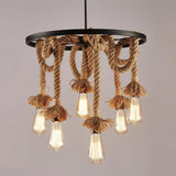 Hemp Rope Industrial Chandelier – Ambient Illumination in Luxury Interior Setting View 14