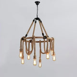Hemp Rope Industrial Chandelier – Ambient Illumination in Luxury Interior Setting View 18