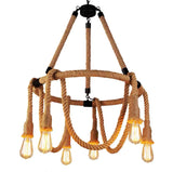 Hemp Rope Industrial Chandelier – Ambient Illumination in Luxury Interior Setting View 17