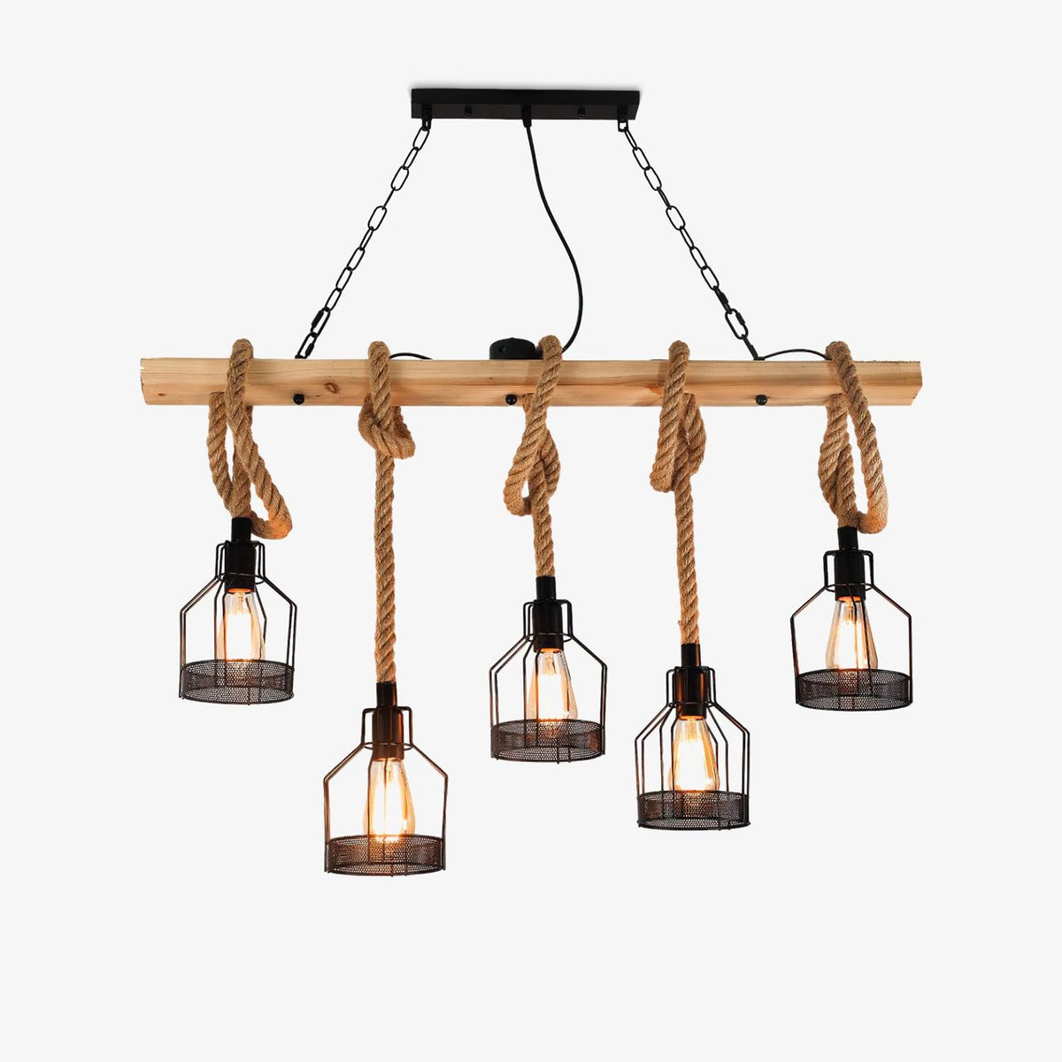 Hemp Rope Industrial Chandelier – Handcrafted Architectural Luxury Lighting Fixture