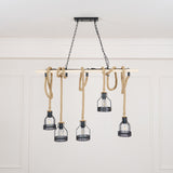 Hemp Rope Industrial Chandelier – Ambient Illumination in Luxury Interior Setting View 15