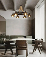 Hemp Rope Industrial Horn Chandelier – Ambient Illumination in Luxury Interior Setting View 14