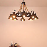 Hemp Rope Industrial Horn Chandelier – Ambient Illumination in Luxury Interior Setting View 13