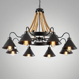 Hemp Rope Industrial Horn Chandelier – Ambient Illumination in Luxury Interior Setting View 12