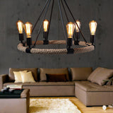 Hemp Rope Industrial Chandelier – Ambient Illumination in Luxury Interior Setting View 10