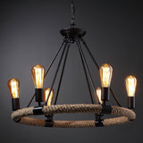 Hemp Rope Industrial Chandelier – Ambient Illumination in Luxury Interior Setting View 7