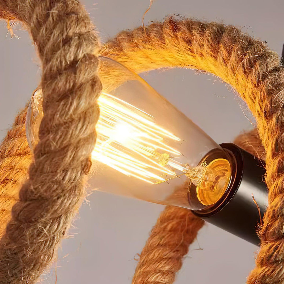 Hemp Rope Industrial Chandelier – Ambient Illumination in Luxury Interior Setting View 10