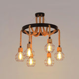 Hemp Rope Industrial Chandelier – Ambient Illumination in Luxury Interior Setting View 17