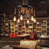 Hemp Rope Industrial Chandelier – Ambient Illumination in Luxury Interior Setting View 12