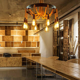 Hemp Rope Industrial Chandelier – Ambient Illumination in Luxury Interior Setting View 8