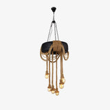 Hemp Rope Industrial Tire Chandelier – Ambient Illumination in Luxury Interior Setting View 13