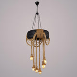 Hemp Rope Industrial Tire Chandelier – Ambient Illumination in Luxury Interior Setting View 14