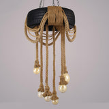 Hemp Rope Industrial Tire Chandelier – Ambient Illumination in Luxury Interior Setting View 15