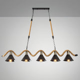 Hemp Rope Industrial Wave Chandelier – Ambient Illumination in Luxury Interior Setting View 17