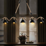 Hemp Rope Industrial Wave Chandelier – Ambient Illumination in Luxury Interior Setting View 3