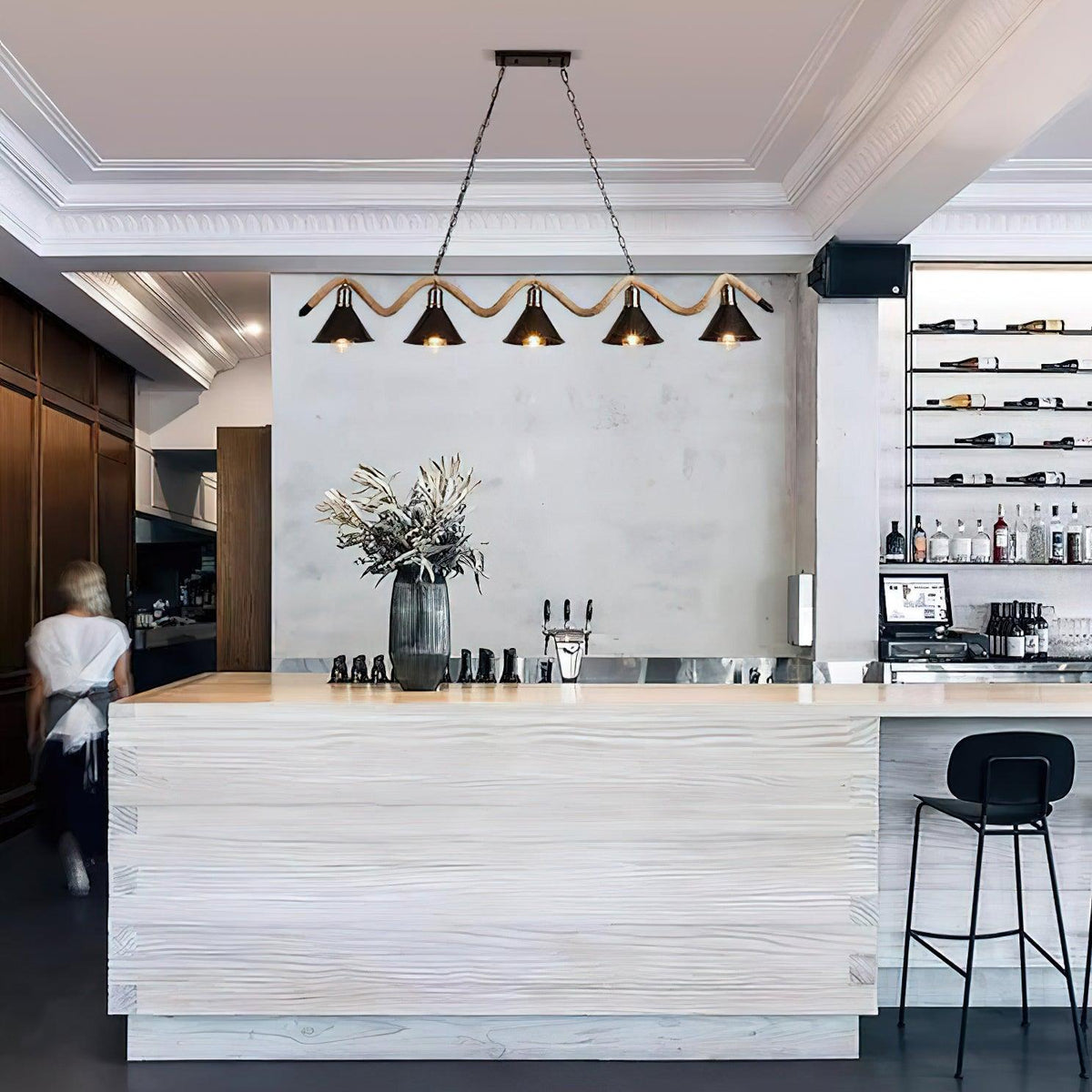 Hemp Rope Industrial Wave Chandelier – Ambient Illumination in Luxury Interior Setting View 12