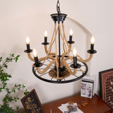 Hemp Rope Industrial Chandelier – Ambient Illumination in Luxury Interior Setting View 11