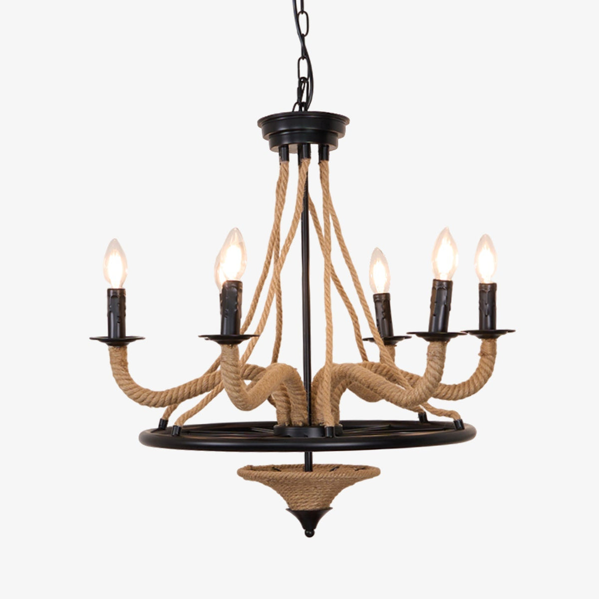 Hemp Rope Industrial Chandelier – Handcrafted Architectural Luxury Lighting Fixture