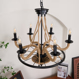 Hemp Rope Industrial Chandelier – Ambient Illumination in Luxury Interior Setting View 12
