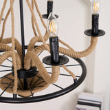 Hemp Rope Industrial Chandelier – Ambient Illumination in Luxury Interior Setting View 6