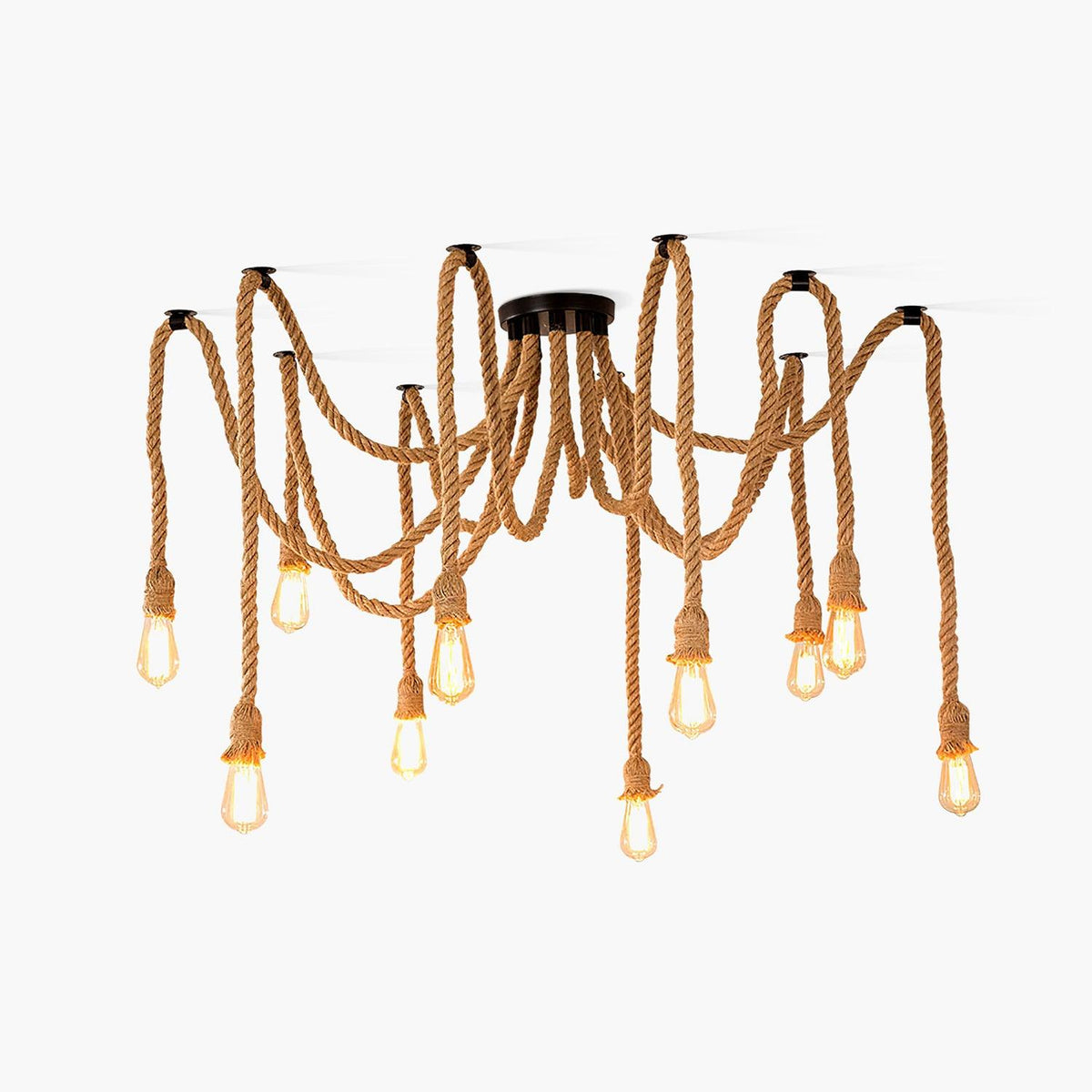 Hemp Rope Scattered Chandelier – Handcrafted Architectural Luxury Lighting Fixture