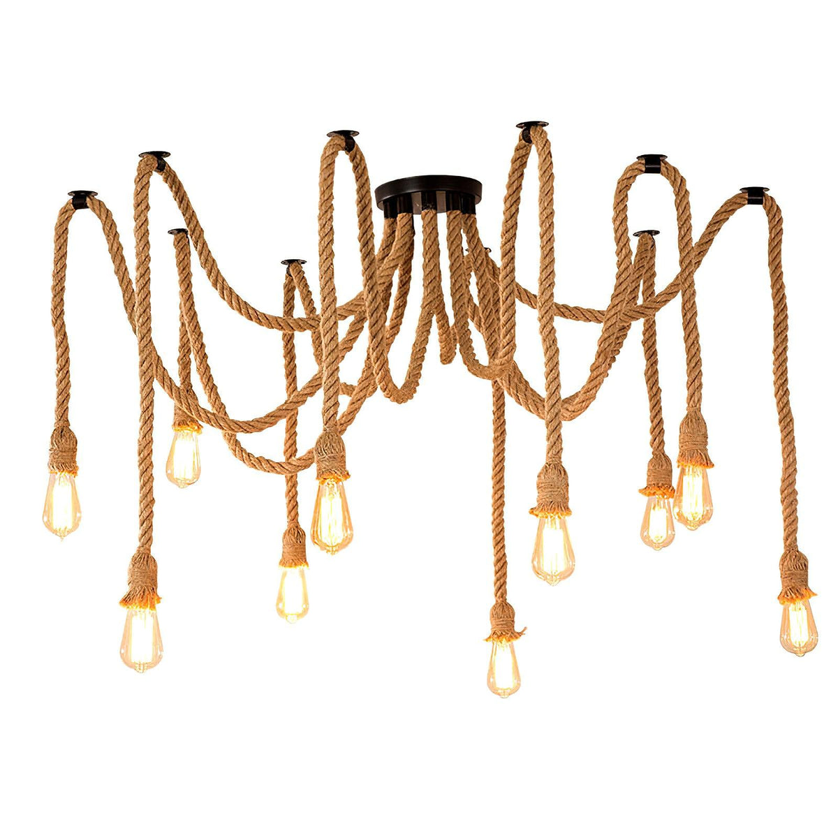 Hemp Rope Scattered Chandelier – Ambient Illumination in Luxury Interior Setting View 8