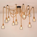 Hemp Rope Scattered Chandelier – Ambient Illumination in Luxury Interior Setting View 13