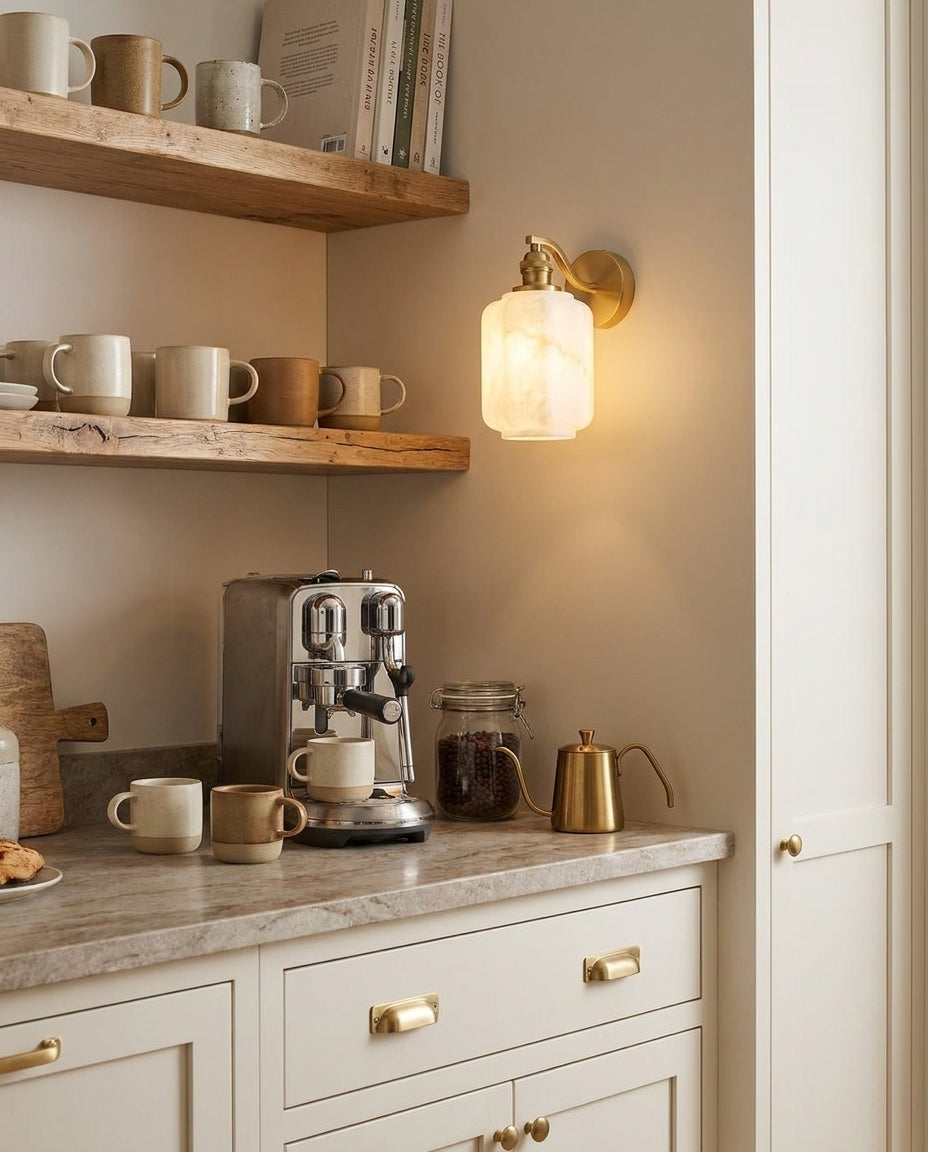 Henry Alabaster Curated Alabaster Wall Sconce – handcrafted surface texture