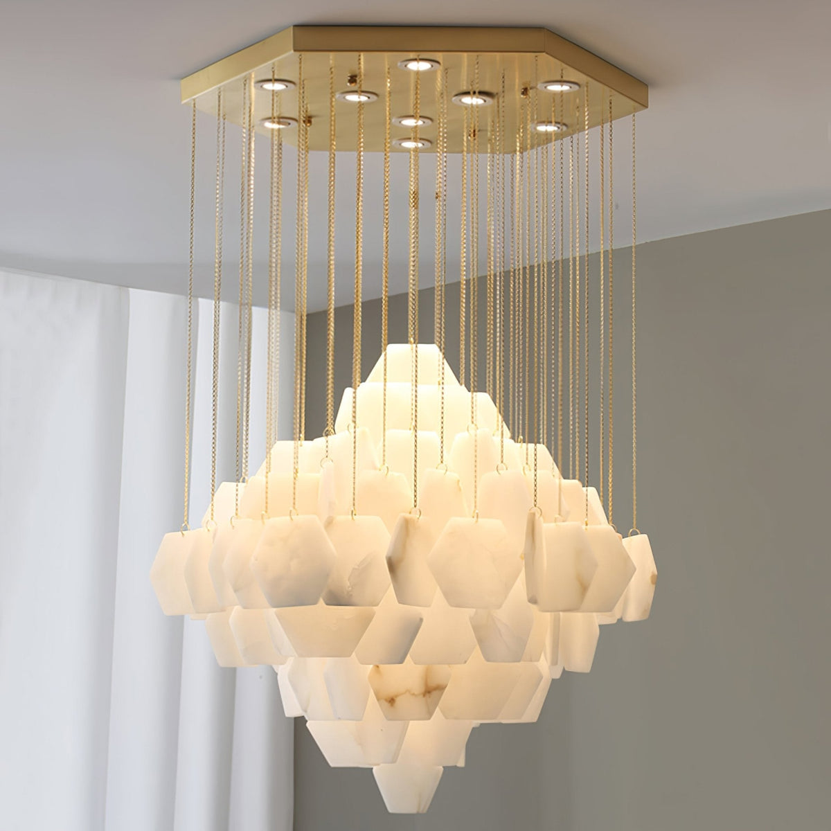 Hexa Alabaster Cascade Curated Alabaster Chandel – ∅ 39.4  Dia 100cm finish configuration