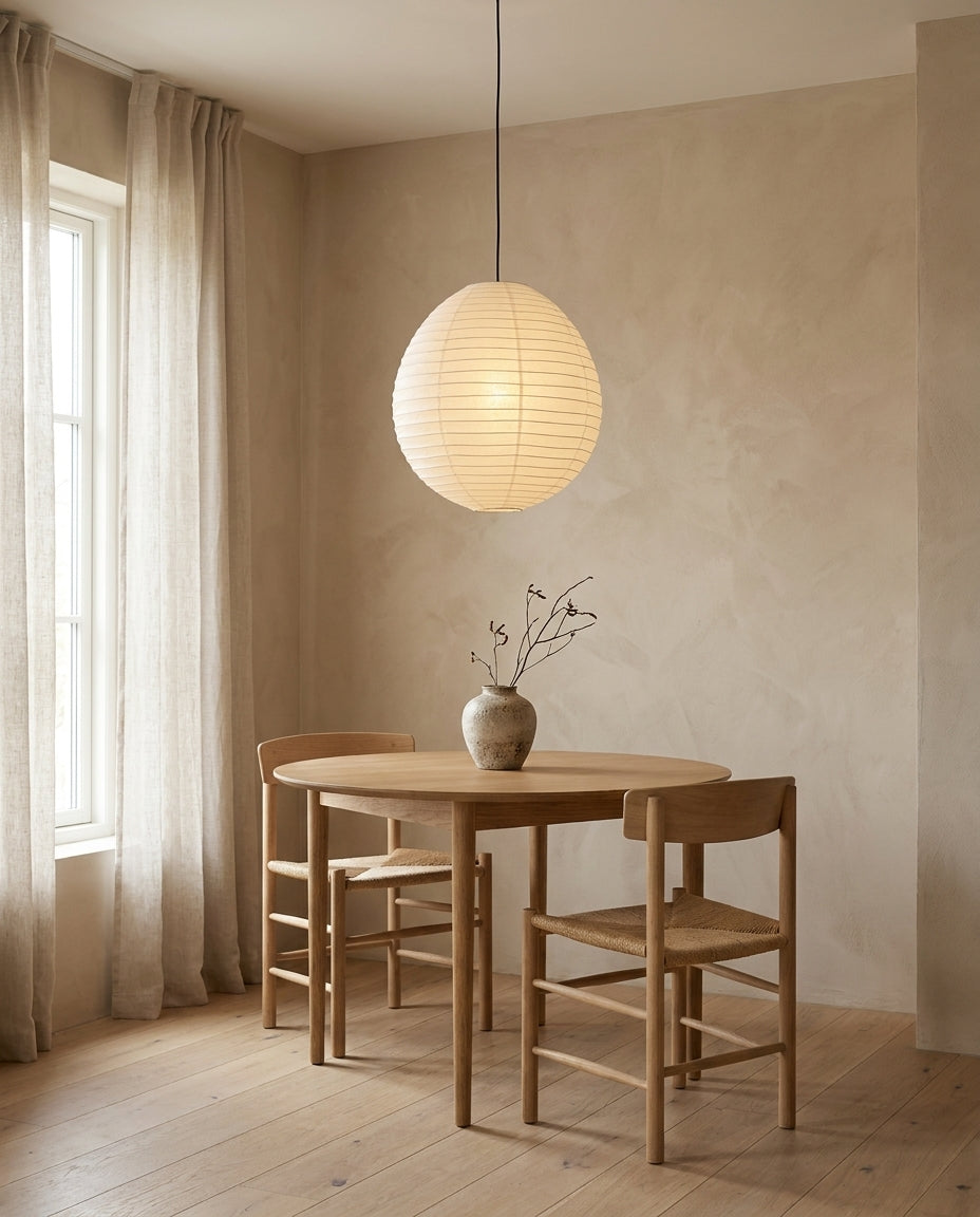 Washi Paper craftsmanship detail on Hikari Paper Curated Washi Paper Pendant Light