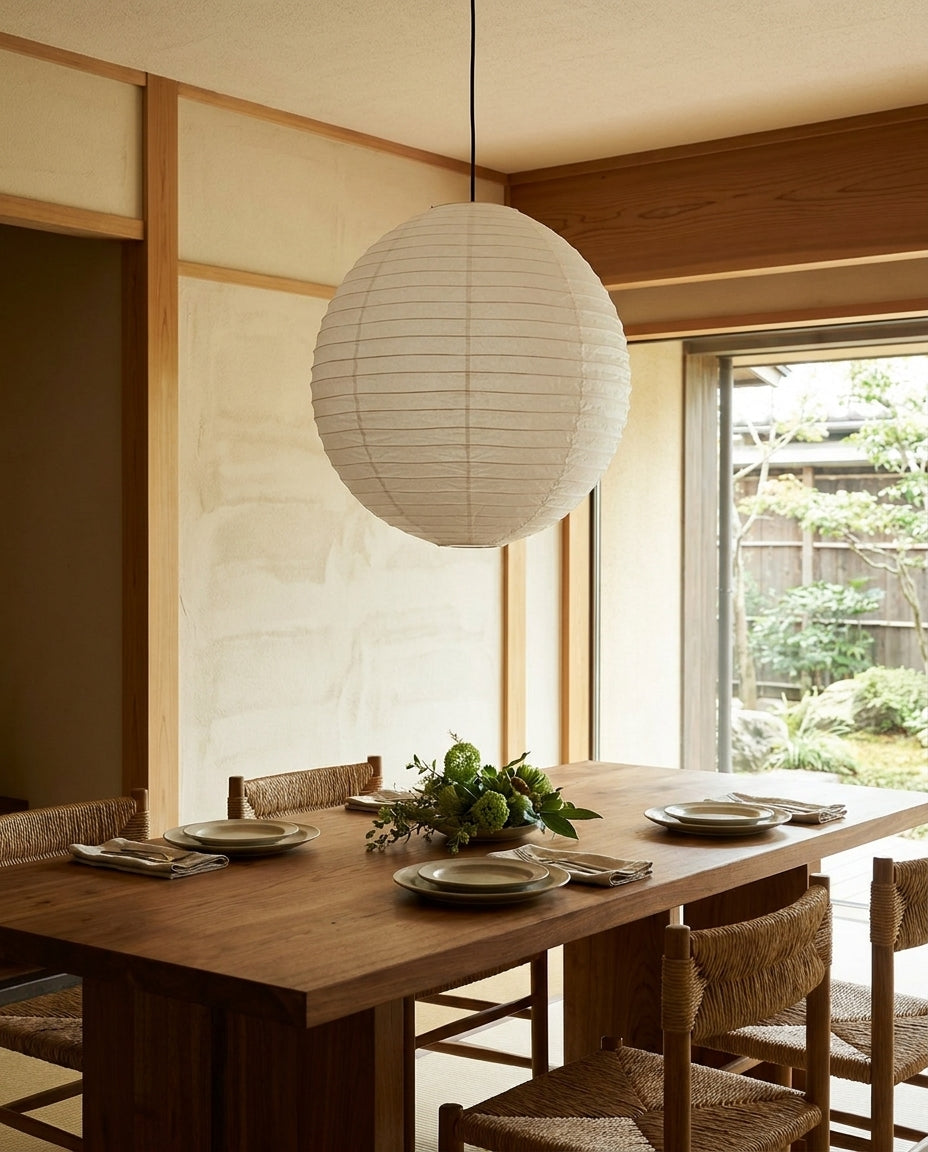 Hikari Paper Curated Washi Paper Pendant Light – architectural ceiling profile