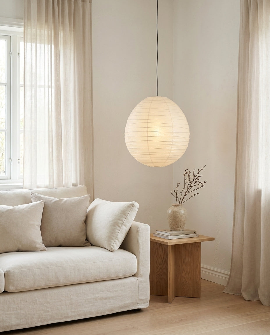 Hikari Paper Curated Washi Paper Pendant Light – dimensional scale reference