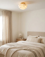 Honeylite Alabaster Curated Alabaster Flush Moun installed in residential dining space