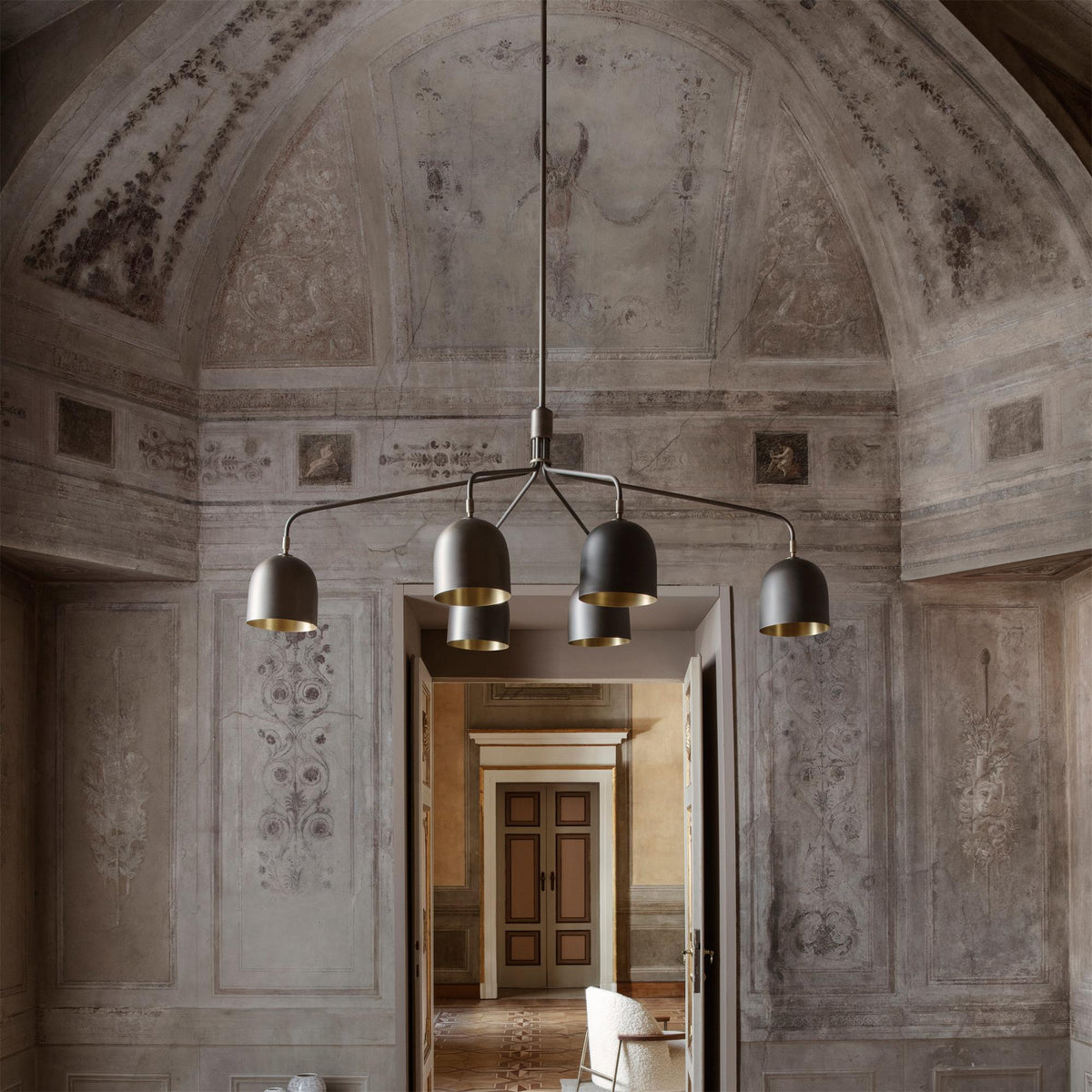 Howard Curated Solid Brass Chandelier – illuminated warm ambiance setting