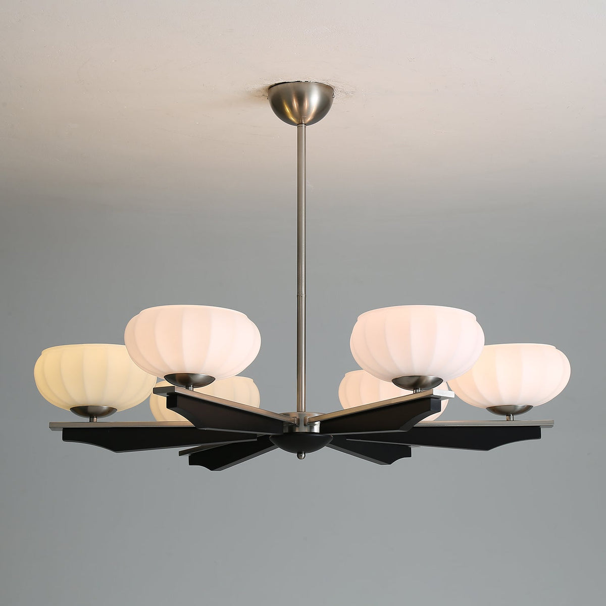 Imperium Curated Mouth-Blown Frosted Glass Chand – unlit natural material contrast