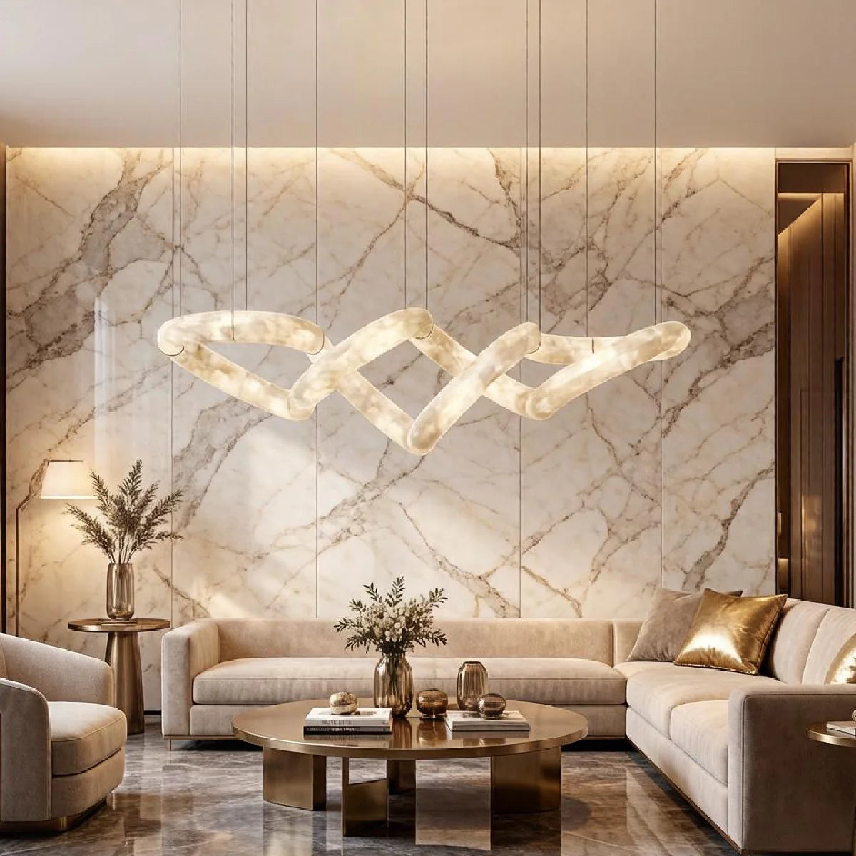 JINSHE Infinity Glow Alabaster Chandelier | Ultra-Grand Luxury Statement Light for Villa Living Room Chandelier - product image