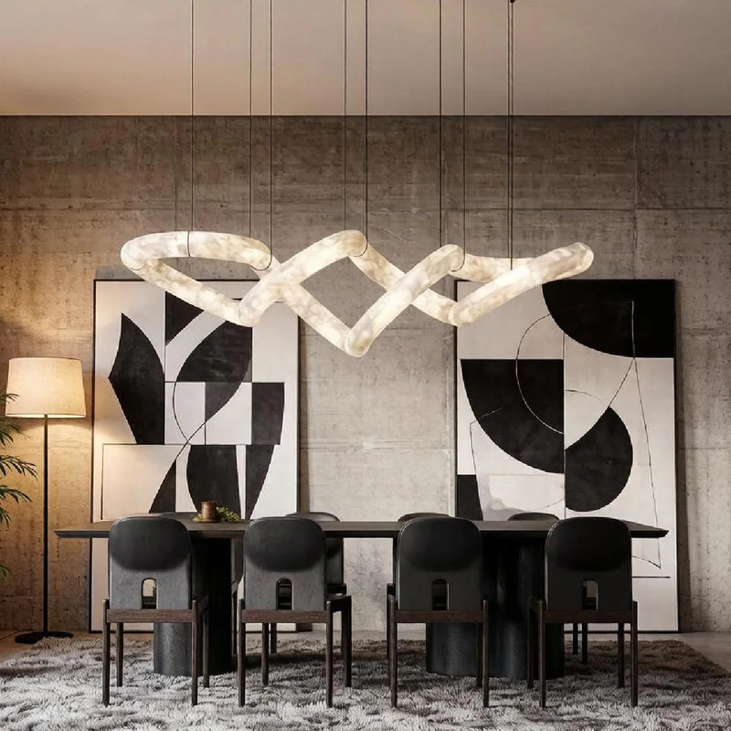 JINSHE Infinity Glow Alabaster Chandelier | Ultra-Grand Luxury Statement Light for Villa Living Room Chandelier - product image