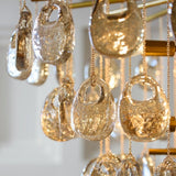 Amber Art Glass craftsmanship detail on Jacqueline Curated Amber Art Glass Chandelier