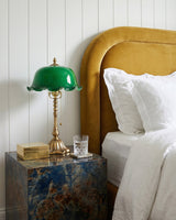 Mouth-Blown Frosted Glass craftsmanship detail on Jadelle Curated Mouth-Blown Frosted Glass Table