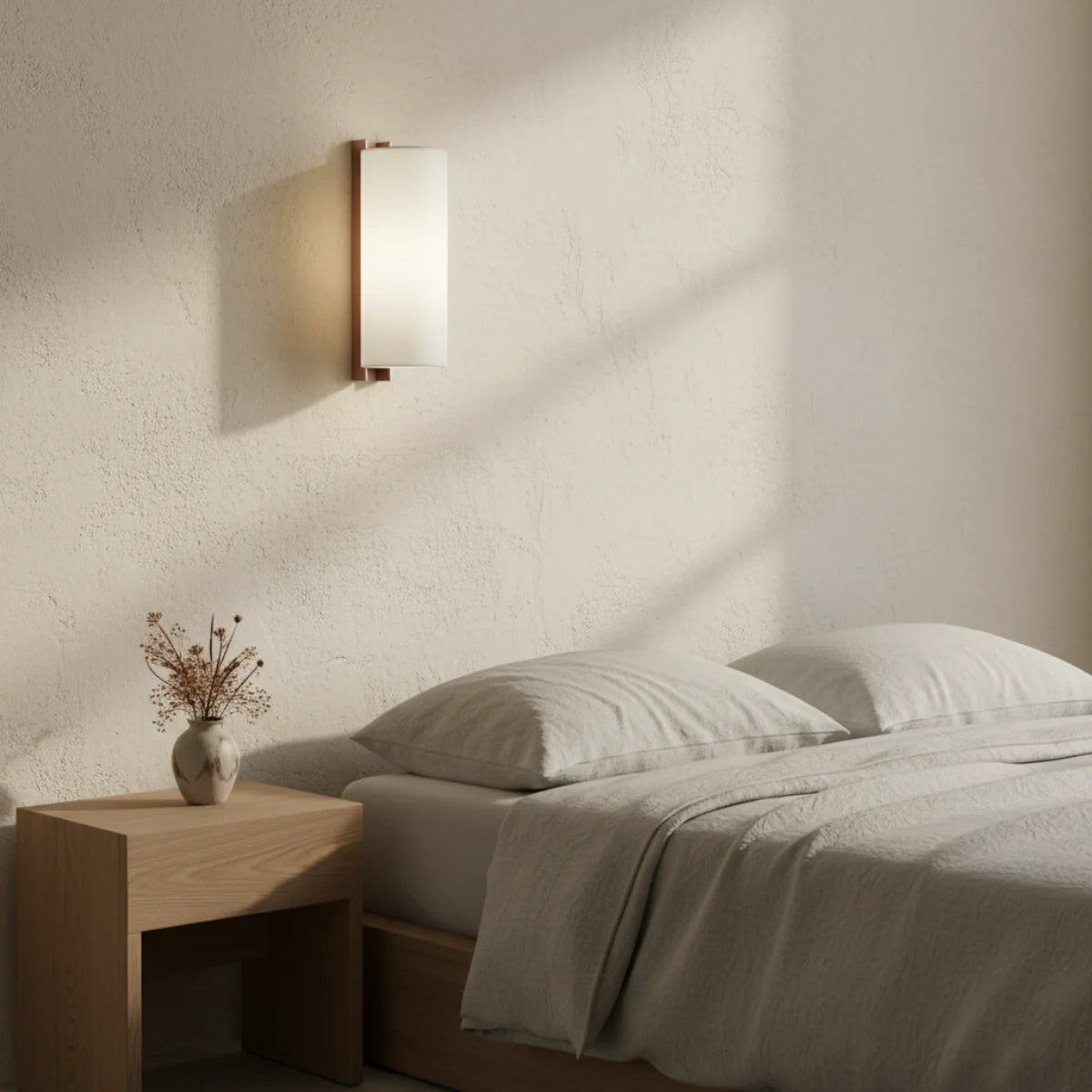 Natural Linen Wall Sconce View 3 | Japanese Linen Wall Sconce | Natural Linen | JINSHE | JINSHE