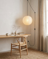 Japanese Paper Swag Curated Washi Paper Pendant installed in residential dining space